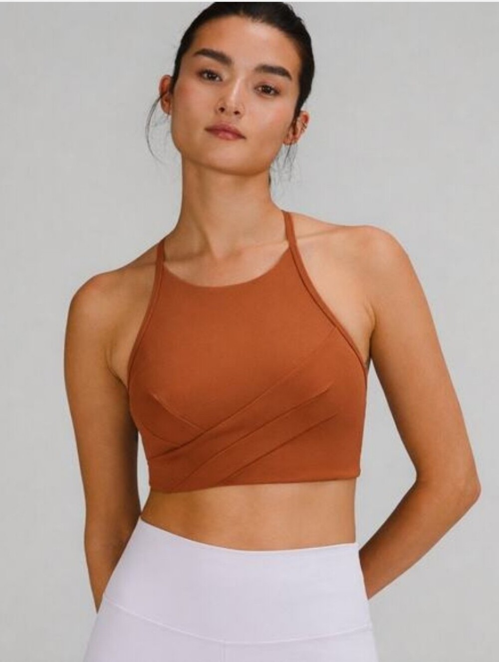 Lululemon NEW Flow Y Wrap-Front High-Neck Bra Light Support 4 Anicent Copper